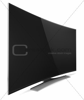 UHD Smart Tv with Curved screen on white background
