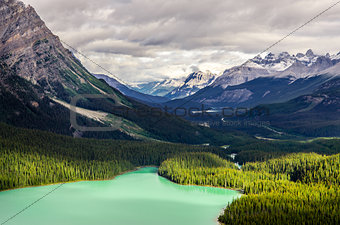 Landscape view of Peyto lake and mountains, Canada
