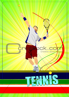 Man tennis player. Colored Vector illustration for designers