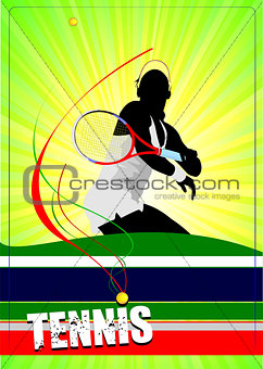 Woman tennis player poster. Vector illustration for designers