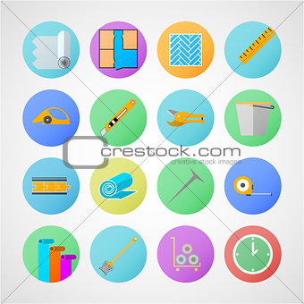 Circle vector icons for linoleum flooring service