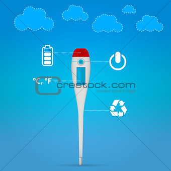 Vector illustration of electronic medical thermometer