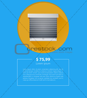 Vector ad layout for sale of window with roller shutters