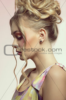 girl with colorful style in close-up shoot 