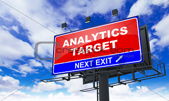 Analytics Target Inscription on Red Billboard.