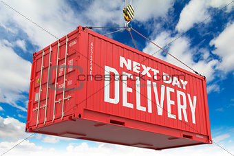 Next Day Delivery - Red Hanging Cargo Container.