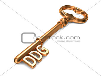 DDG - Golden Key on White Background.