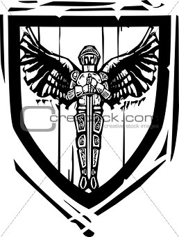 Heraldic Shield Winged Knight