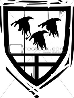 Heraldic Shield Ravens