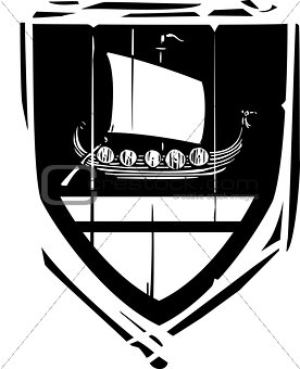 Heraldic Shield Viking Longship