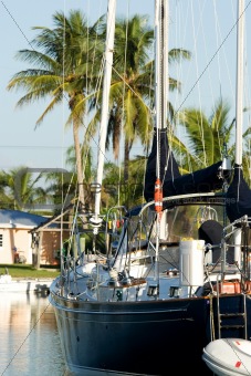 anchored sailing yacht
