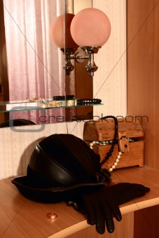 mirror lamp and womens hat