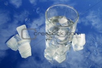 Glass Of Water  In Blue Sky