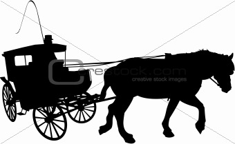vector image of carriage with coachman