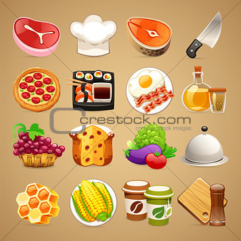 Food and Kitchen Accessories Icons Set1