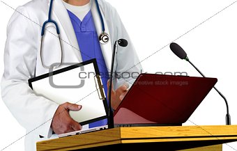Doctor Giving a Talk on Stage