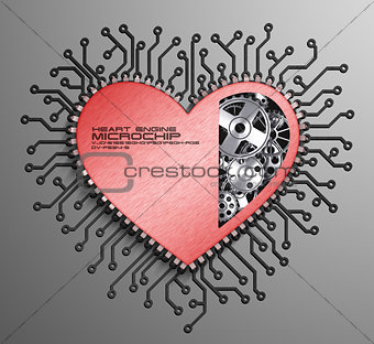CPU. Gears inside heart processor. 3d