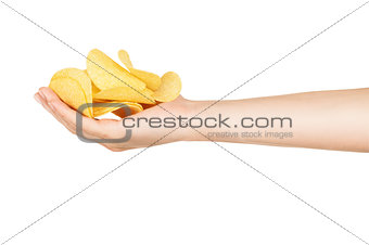 Female hand with chips