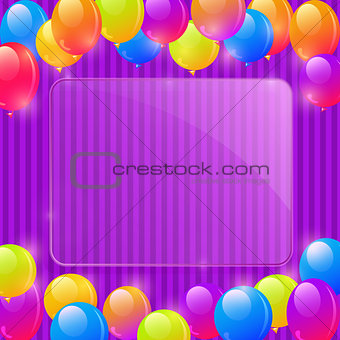 Sheet of Glass Framework with Colorful Party Balloons