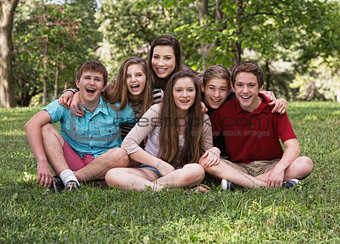 Laughing Group of Six Teens