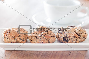 Healthy cookies with coffee cup