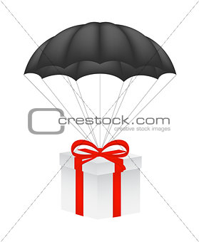 Gift box at black parachute