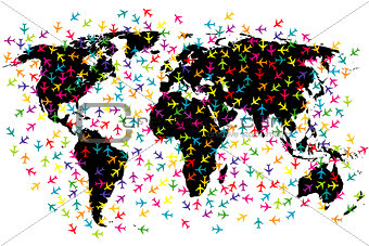 World map airline flights