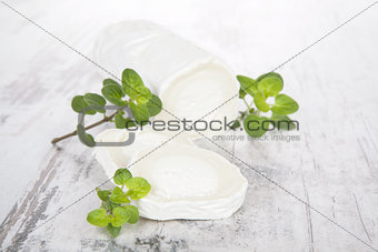 Luxurious goat cheese background.