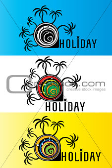 palms and beach holiday view illustration