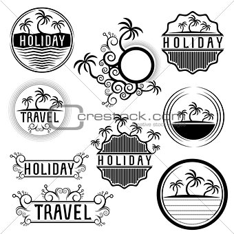 palms and beach holiday view illustration