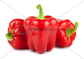 Three red ripe bulgarian peppers