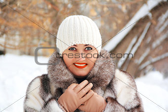 Beautiful young woman in winter coat