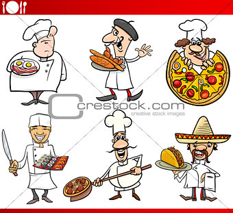 international cuisine chefs cartoons