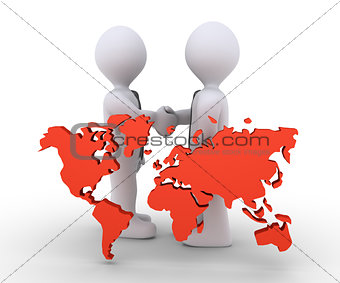 Businessmen agree and the world map
