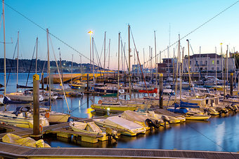 Parking of boats and yachts in Lisbon, Portugal