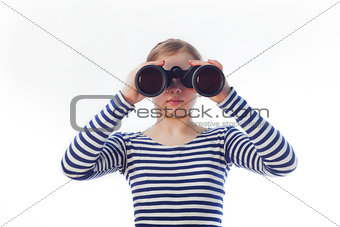 girl and a pair of binoculars,