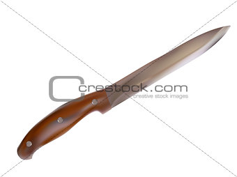Large Knife with Wooden Handle Vector Illustration