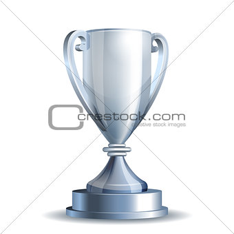 Silver trophy cup isolated on white background.