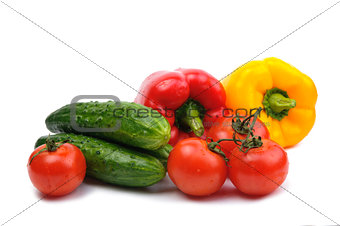Fresh colorful vegetables isolated on a white background