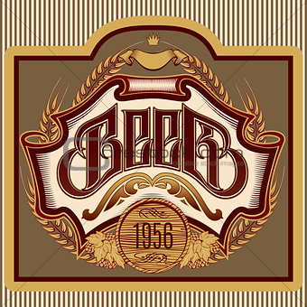 oval label with ornament inscription for beer