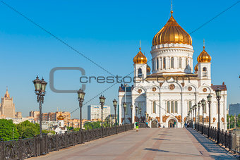 pedestrian bridge leading to the Christ the Savior Cathedral in 