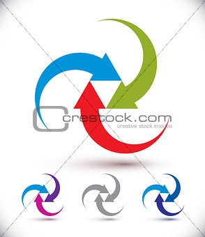 Arrows abstract loop symbol, vector conceptual pictogram templat