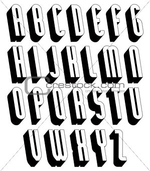 Black and white 3d font.