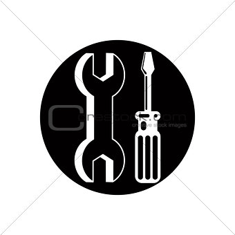 Repair icon with wrench and screwdriver, vector.