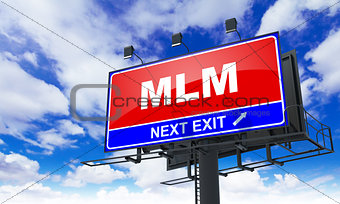 MLM Inscription on Red Billboard.