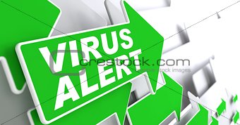 Virus Alert on Green Direction Arrow Sign.