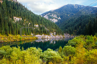 Kaindy Lake in Tien Shan mountain, Kazakhstan.