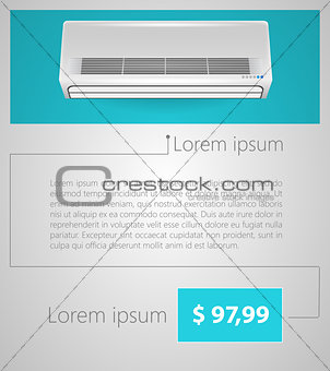 Flat vector minimalist template business design. Air conditioner.