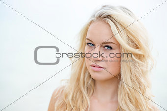 Blond girl bright portrait