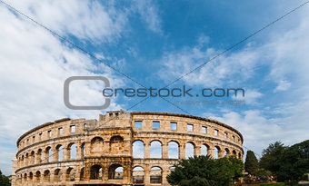 Pula Croatia Roman time arena detail UNESCO world heritage site.